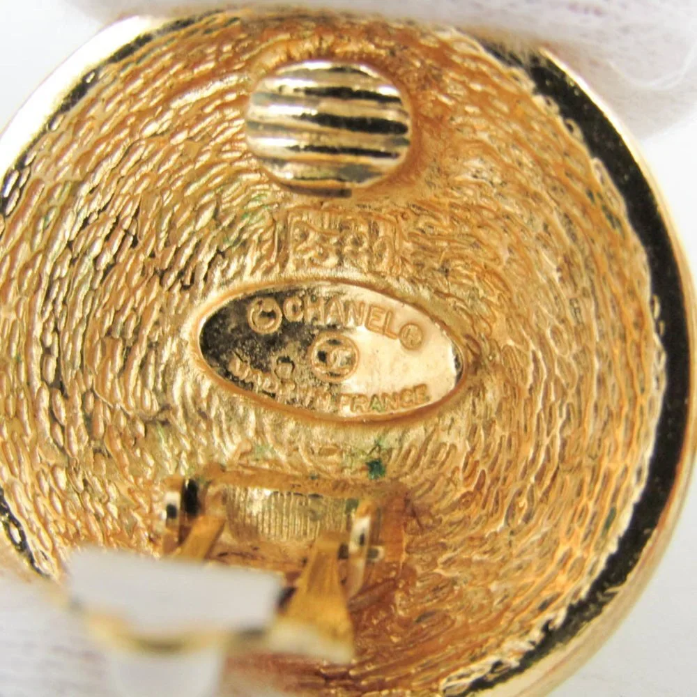 CHANEL Vintage Gold Logo Earrings